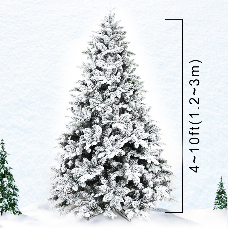 Longstar Best Quality Flocked Christmas Tree White Snow Spray Artificial Christmas Tree With Ornaments