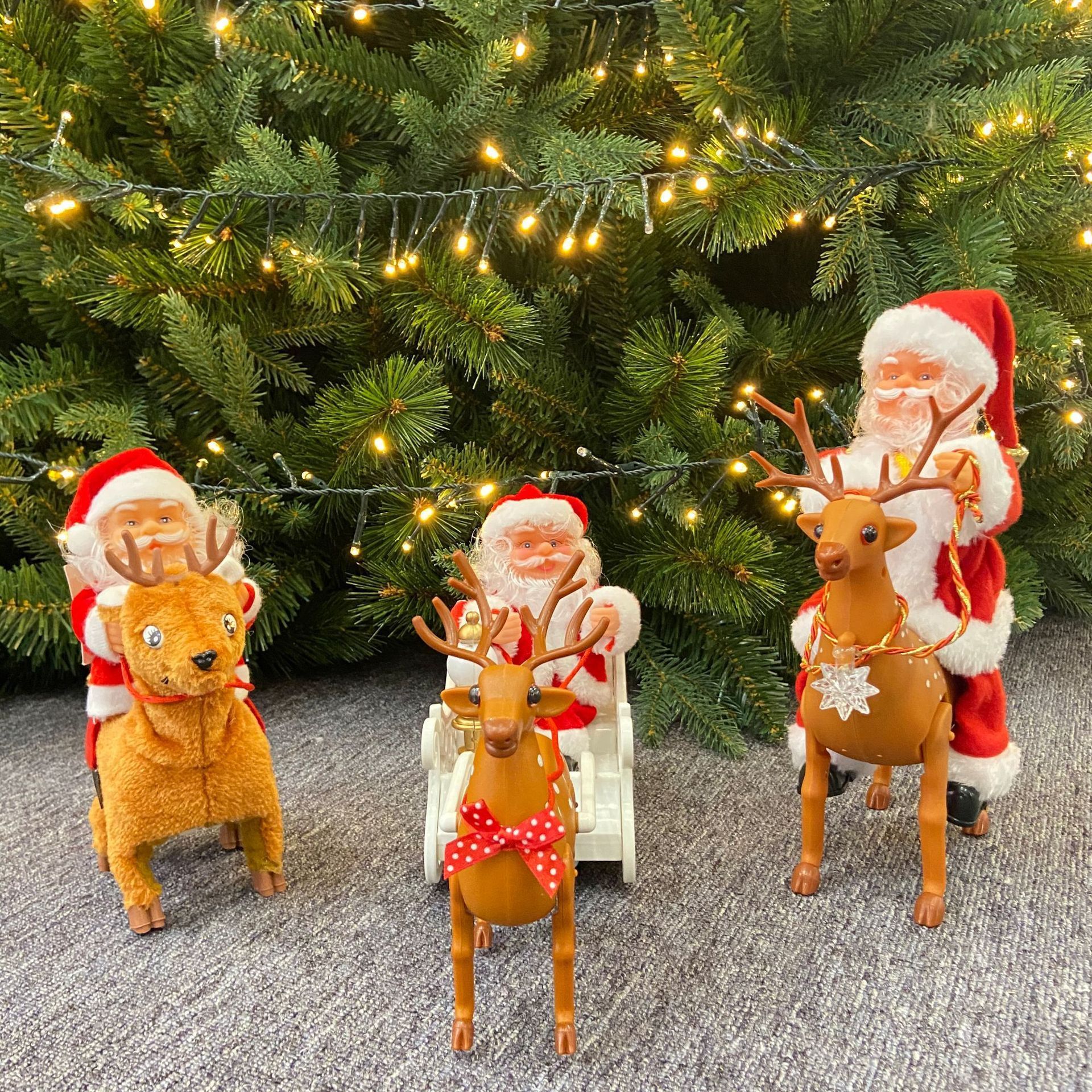 Hot Selling Small Santa Claus Ornament with Deer New Christmas Plush Toy Decoration Doll Toy Ornament