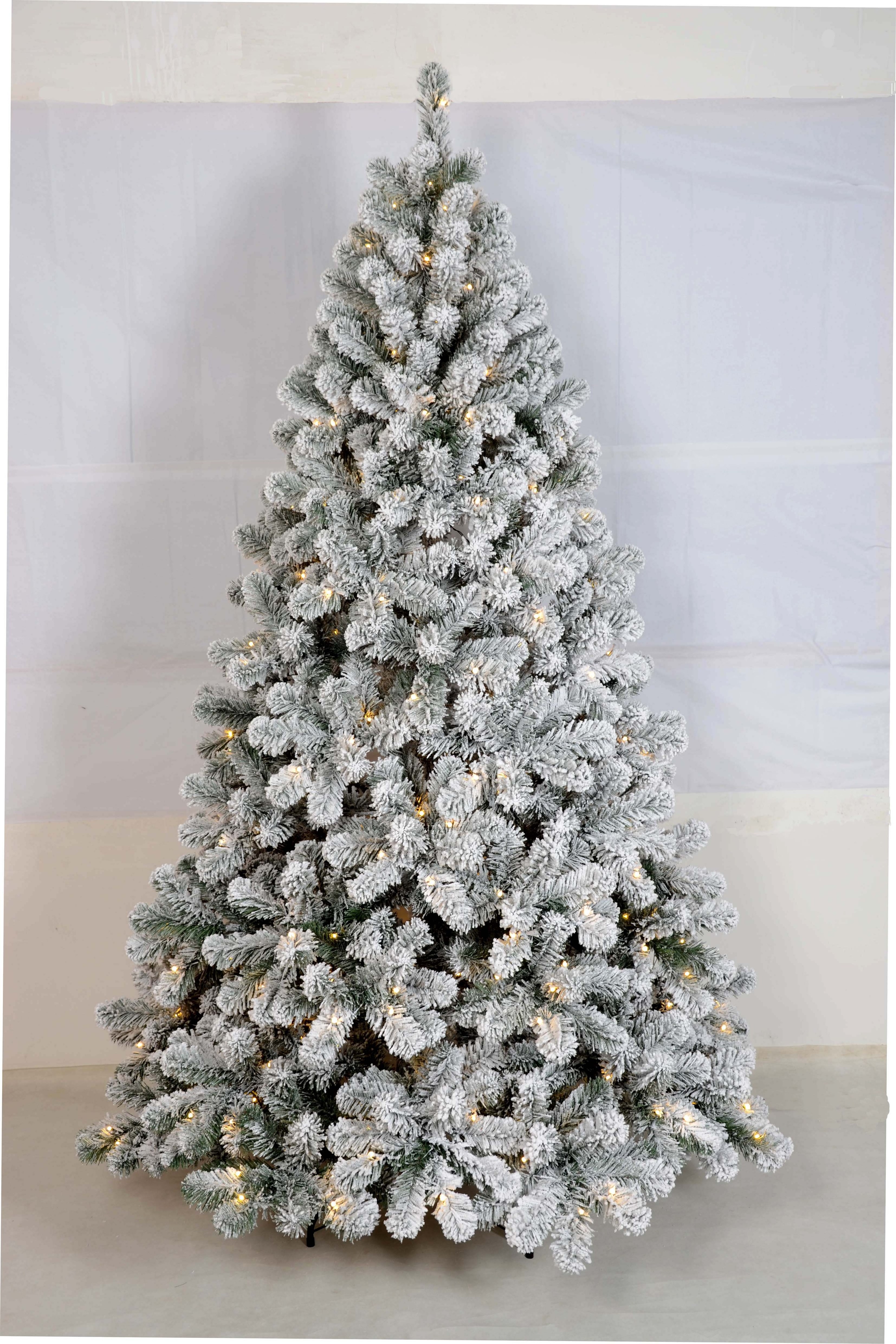 CDL Model 6 7 8Ft PE Mixed PVC Artificial Snow Flocking Christmas Tree Snow With Lights Snow