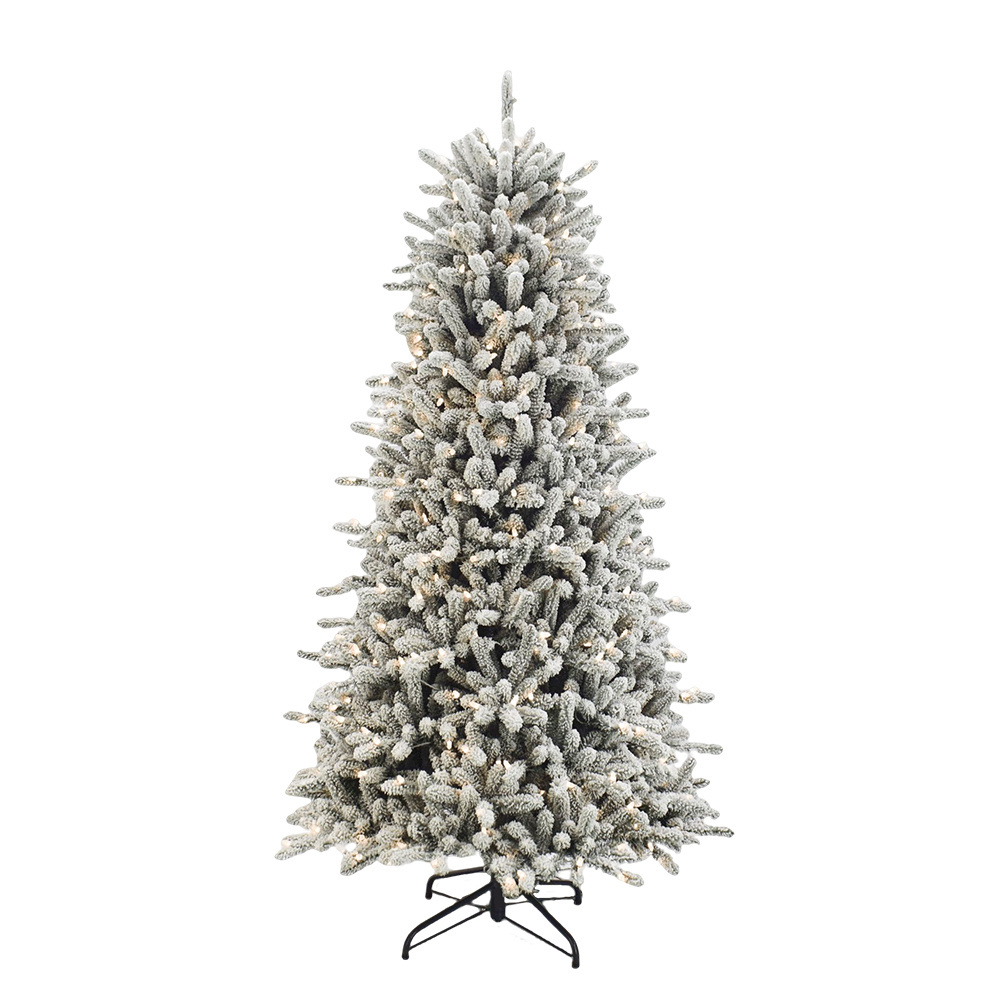 Hot Sale Luxury 8ft 9 Feet Realistic Pvc Artificial Prelit Light Snow White Flocked Outdoor Led Christmas Tree