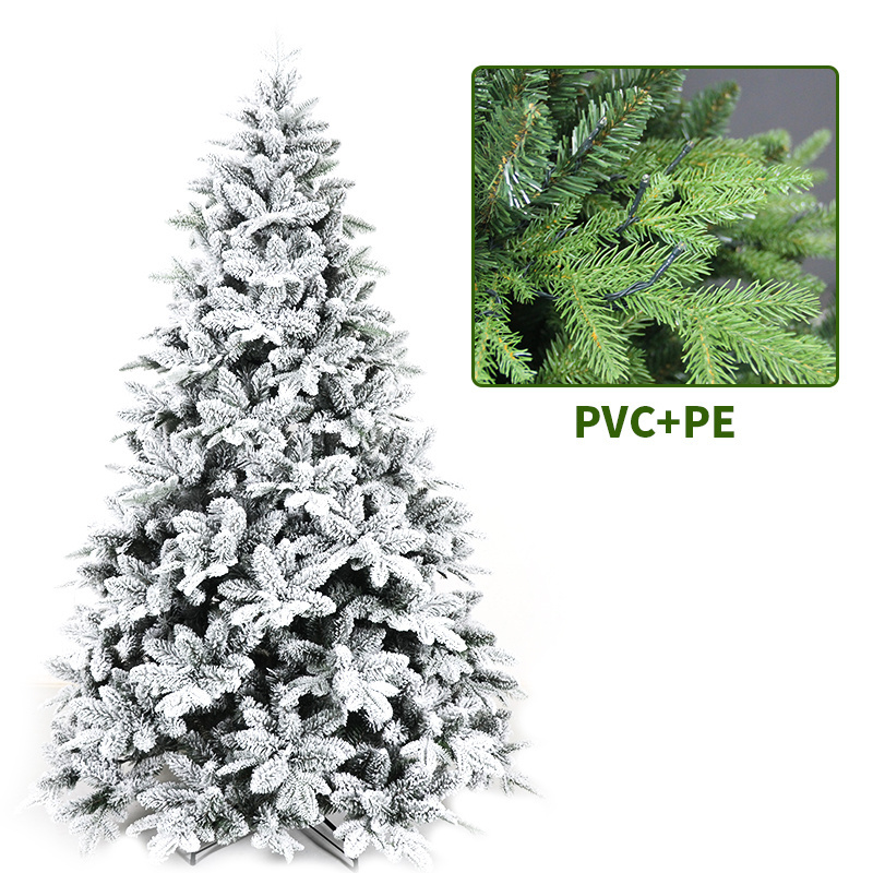 Longstar Best Quality Flocked Christmas Tree White Snow Spray Artificial Christmas Tree With Ornaments