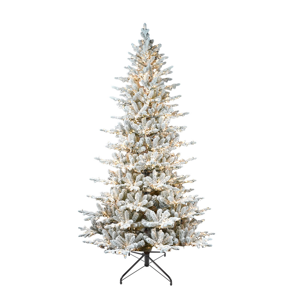 Hot Sale Luxury 8ft 9 Feet Realistic Pvc Artificial Prelit Light Snow White Flocked Outdoor Led Christmas Tree