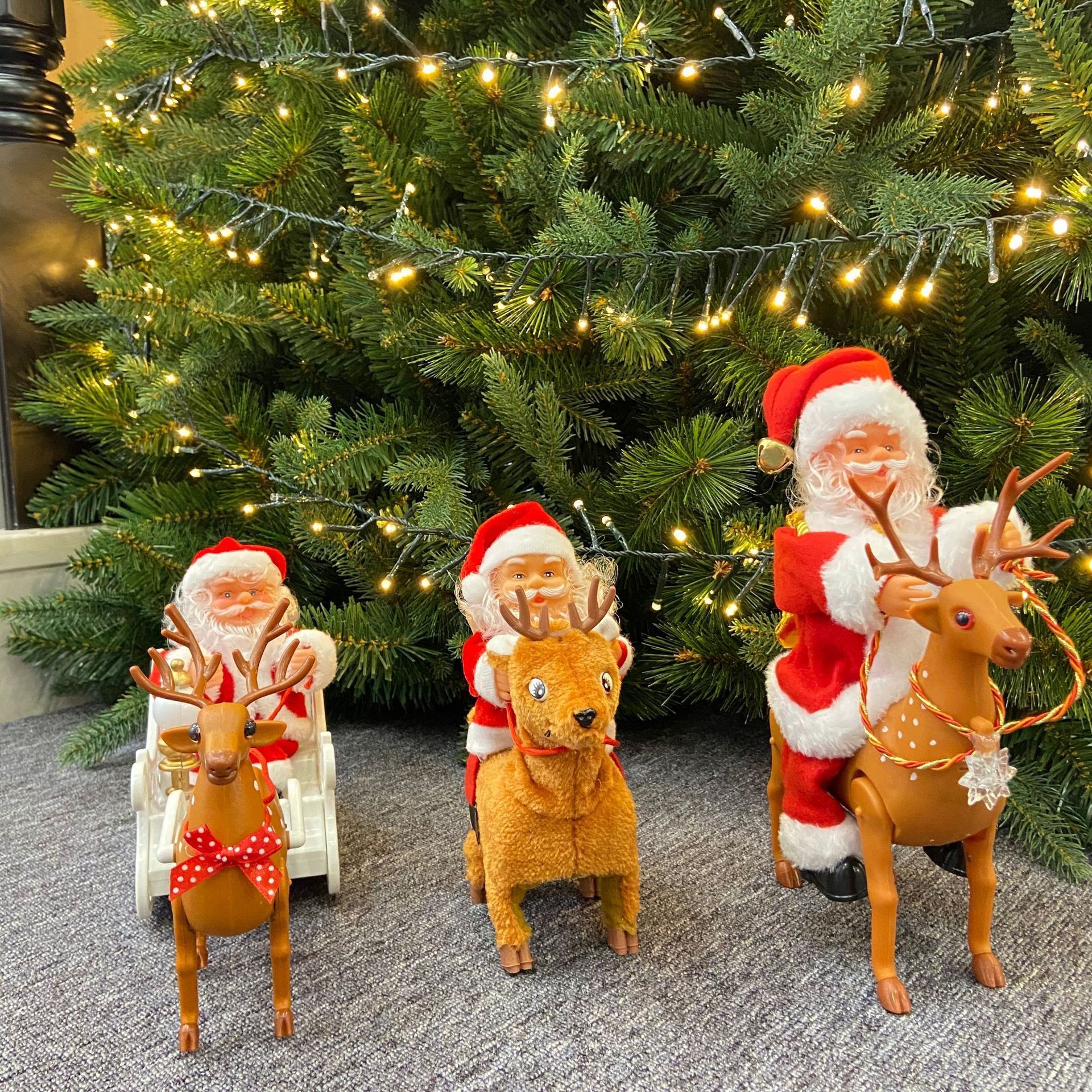 Hot Selling Small Santa Claus Ornament with Deer New Christmas Plush Toy Decoration Doll Toy Ornament