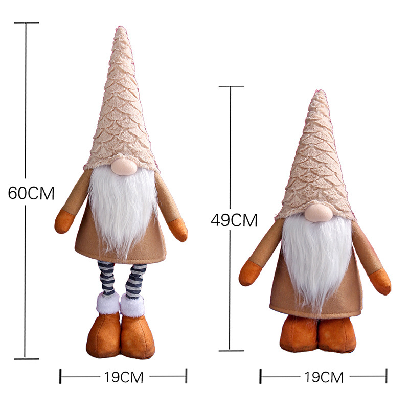 Factory supply Adjustable Leg Fabric Standing Dwarf Gnomes Elf Doll Toy for Festival Home Decor