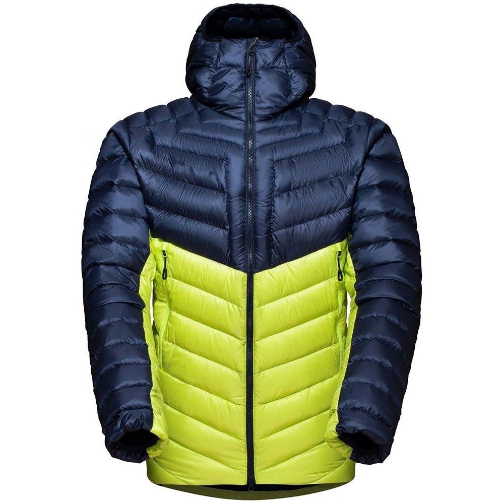 Best quality top selling hooded durable hooded outdoor puffer bomber windproof breathable shiny fabric men's down jacket