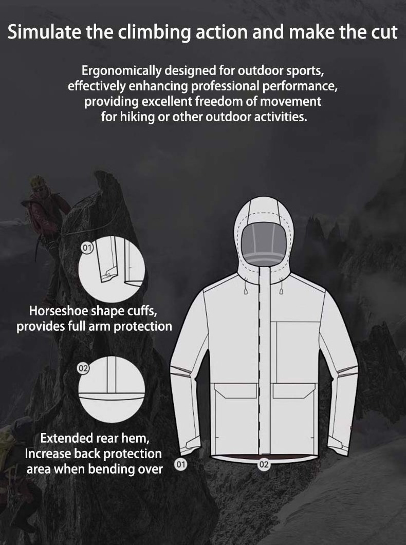 The whole series of Plus Size Coats Climbing Wear Waterproof Windbreaker Men's Winter outdoor 3in1 jacket