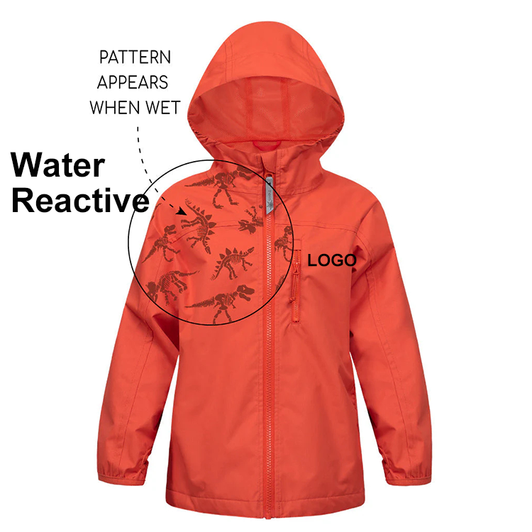 Color Changing Magic Hydrochromic Water Reactive PVC Poncho Polyester Rain Jacket Custom Logo Raincoat For Children