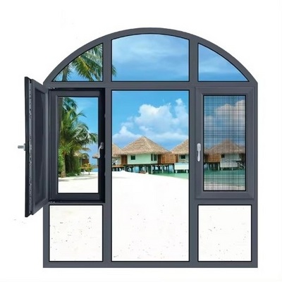 LongTai (Rokee) New design competitive price arch wood cladding aluminum casement window