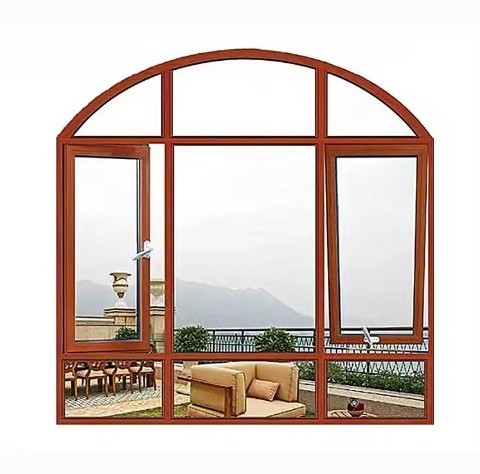 LongTai (Rokee) New design competitive price arch wood cladding aluminum casement window