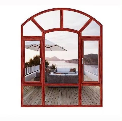 LongTai (Rokee) New design competitive price arch wood cladding aluminum casement window