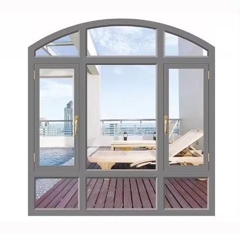 LongTai (Rokee) New design competitive price arch wood cladding aluminum casement window