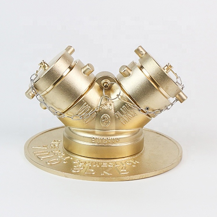 2 way Brass fire fighting water divider Y type fire fighting valve 2 way Brass fire hydrant