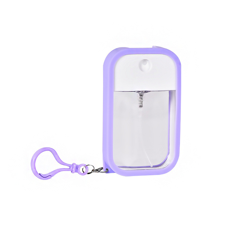 Customized Color Pocket Abs Petg Plastic Cell Phone Credit Card Shape Hand Sanitizer Spray Bottle with Keychain Silicone Case