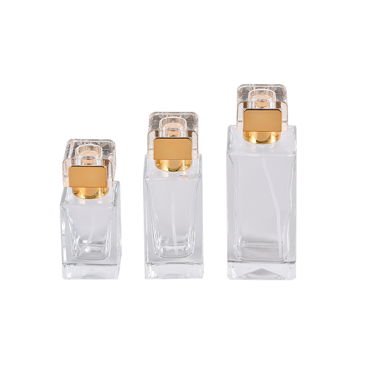 Clear Classic French Style 50 ml glass perfume bottle Square Rectangle Empty Crystal Spray Perfume Bottle