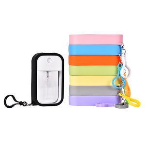 Customized Color Pocket Abs Petg Plastic Cell Phone Credit Card Shape Hand Sanitizer Spray Bottle with Keychain Silicone Case