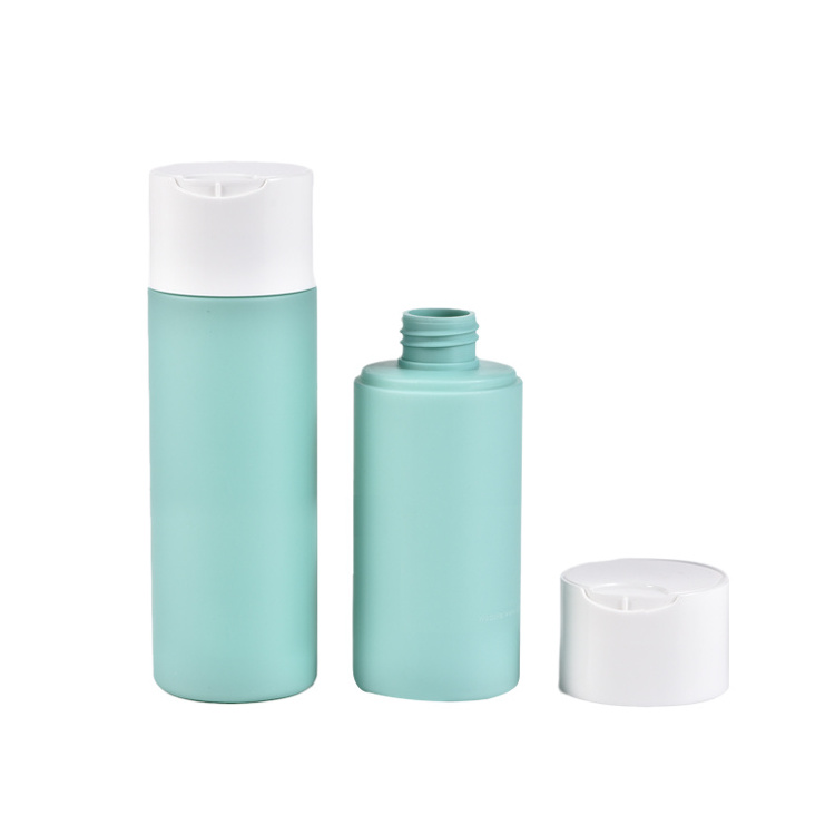 Popular Blue Soft Touch plastic shampoo and conditioner package bottles 250ml  HDPE lotion  bottle with disc top cap