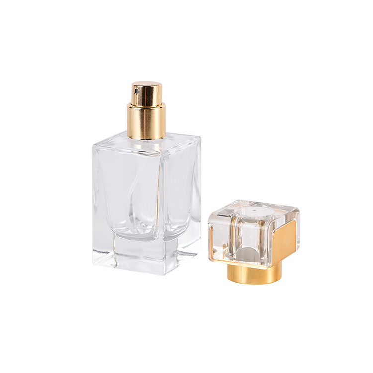 Clear Classic French Style 50 ml glass perfume bottle Square Rectangle Empty Crystal Spray Perfume Bottle