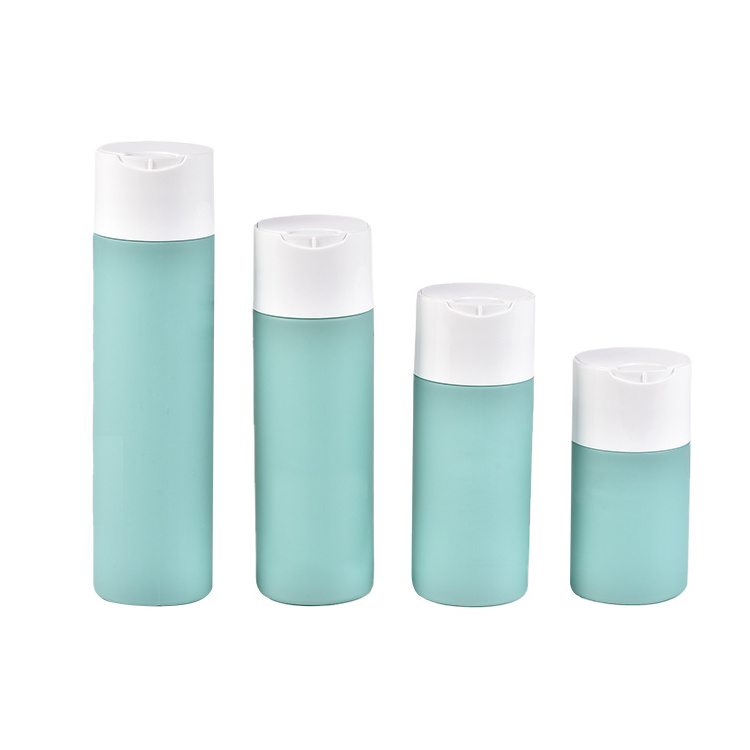 Popular Blue Soft Touch plastic shampoo and conditioner package bottles 250ml  HDPE lotion  bottle with disc top cap