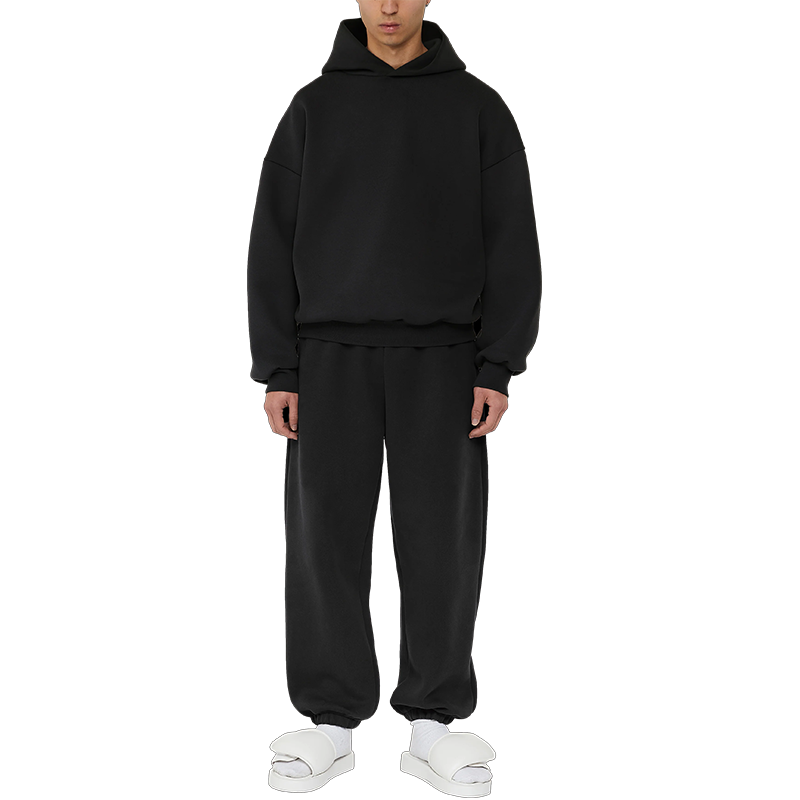 heavy weight cotton fleece drop shoulder oversize baggy hoodie and sweatpants tracksuit for men