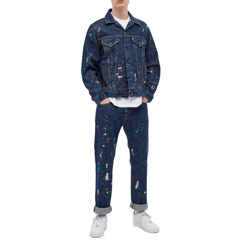 Manufacture high quality customization denim jacket and jeans men's fashion denim set