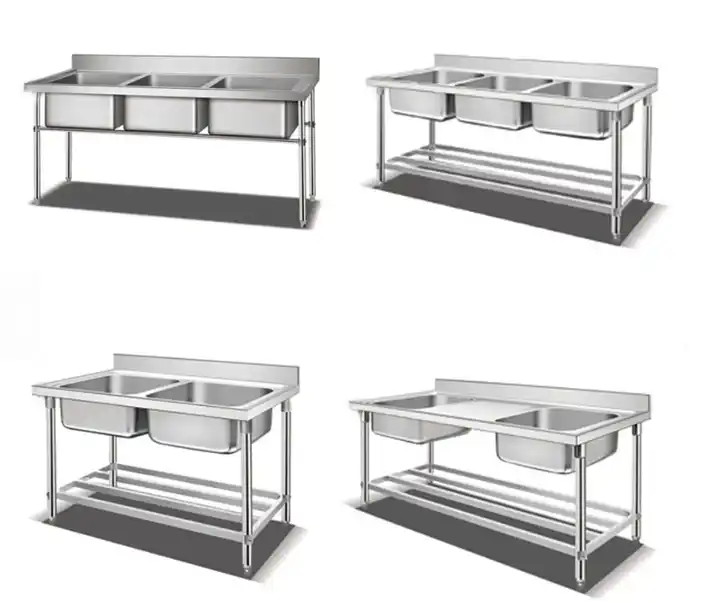 Commercial Stainless Steel Economical Single Sink Bench With Single Bowl