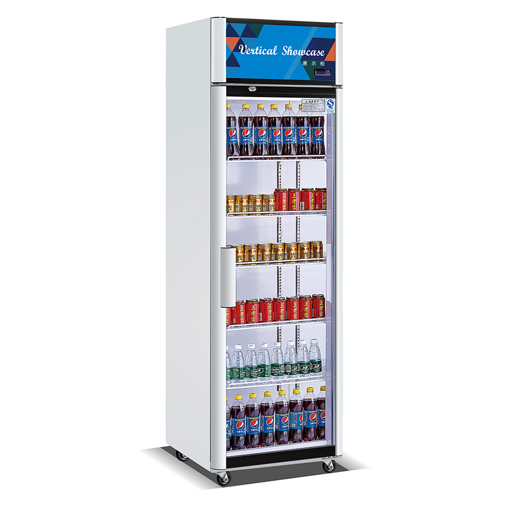 Commercial Refrigerator Frost Free Glass Hinge Door Vertical Display Freezer