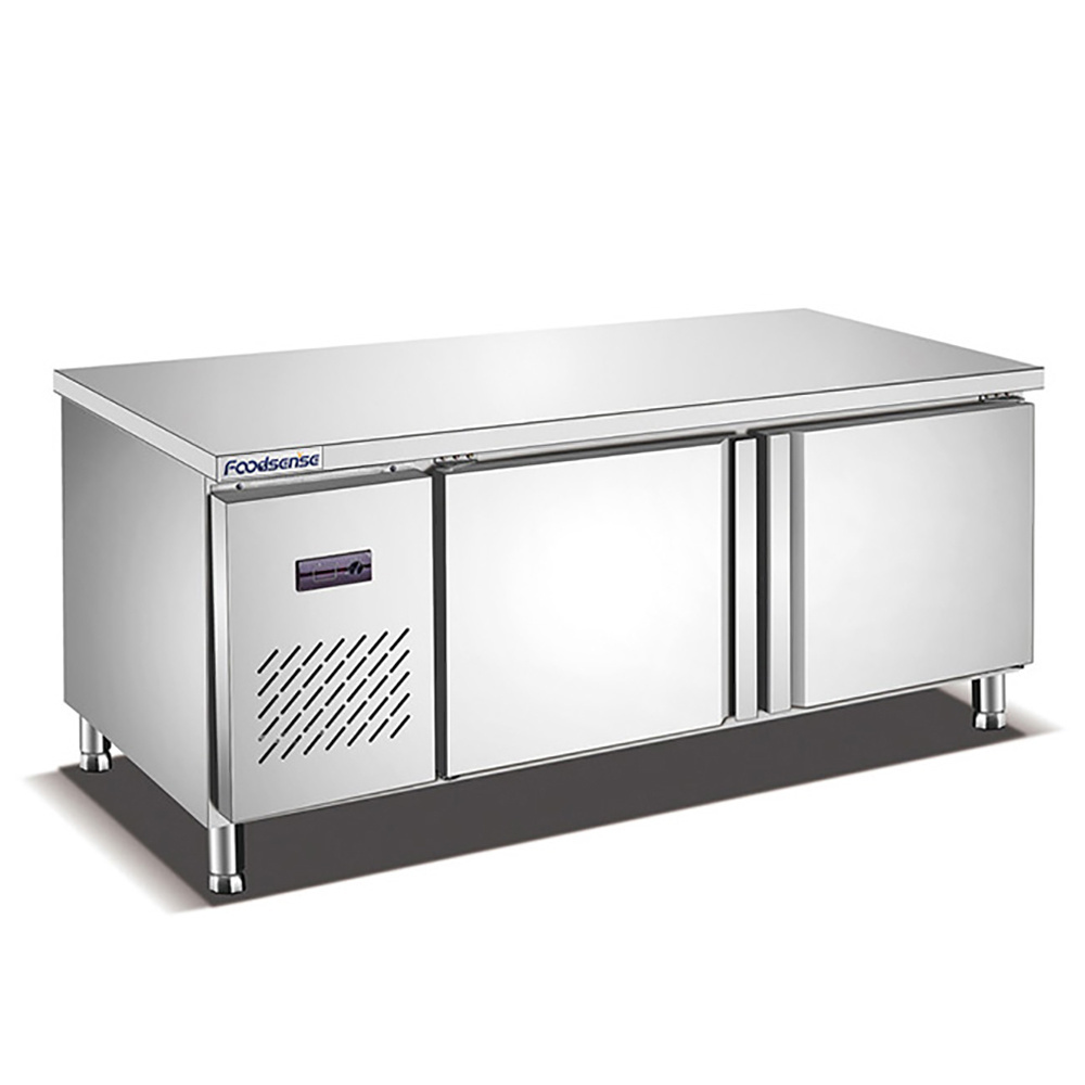 Commercial Stainless Steel Kitchen Workstation Large Capacity Display Ice Counter Top Freezer