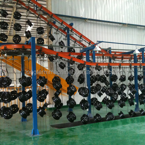 High Efficiency Electrostatic Spray Powder Coating Line For Car Aluminum Wheel Hub