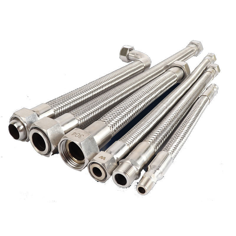 High Temp Stainless Steel Braided Hose with Plain Male NPT Nipple Corrugated SS tube pipe for potable water cooling steam