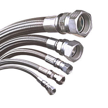 High Temp Stainless Steel Braided Hose with Plain Male NPT Nipple Corrugated SS tube pipe for potable water cooling steam