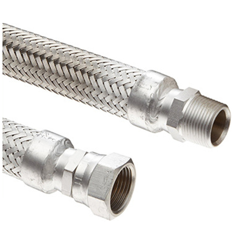 High Temp Stainless Steel Braided Hose with Plain Male NPT Nipple Corrugated SS tube pipe for potable water cooling steam