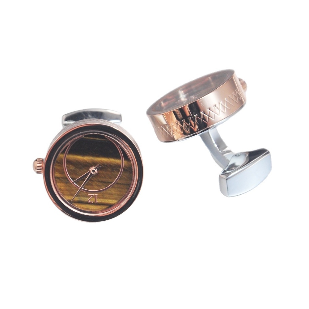 MRCUFF Women's Cufflinks Real Working Rose Gold & Silver Carbon Fiber Tourbillon Watch Pair Stylish Cuff-Daddy Design