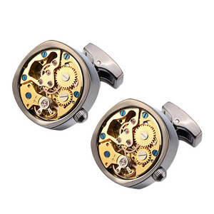 MRCUFF Women's Cufflinks Real Working Rose Gold & Silver Carbon Fiber Tourbillon Watch Pair Stylish Cuff-Daddy Design