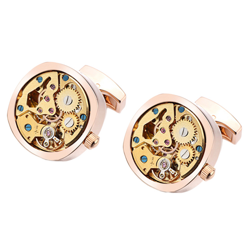 MRCUFF Women's Cufflinks Real Working Rose Gold & Silver Carbon Fiber Tourbillon Watch Pair Stylish Cuff-Daddy Design