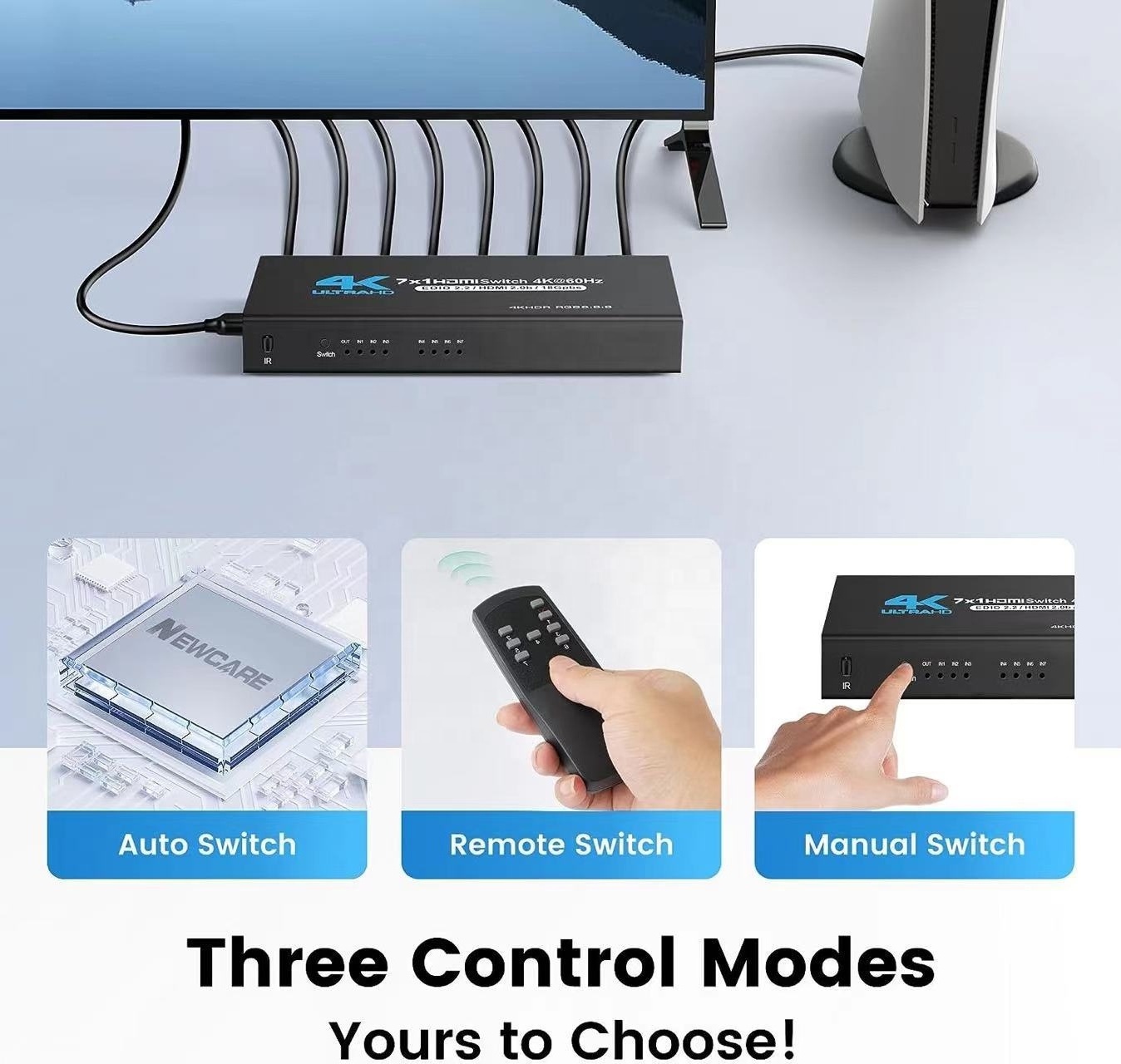 7 in 1 out 7*1 HD video switcher automatically switches 4K60HZ HDCP Decode hdmi switch