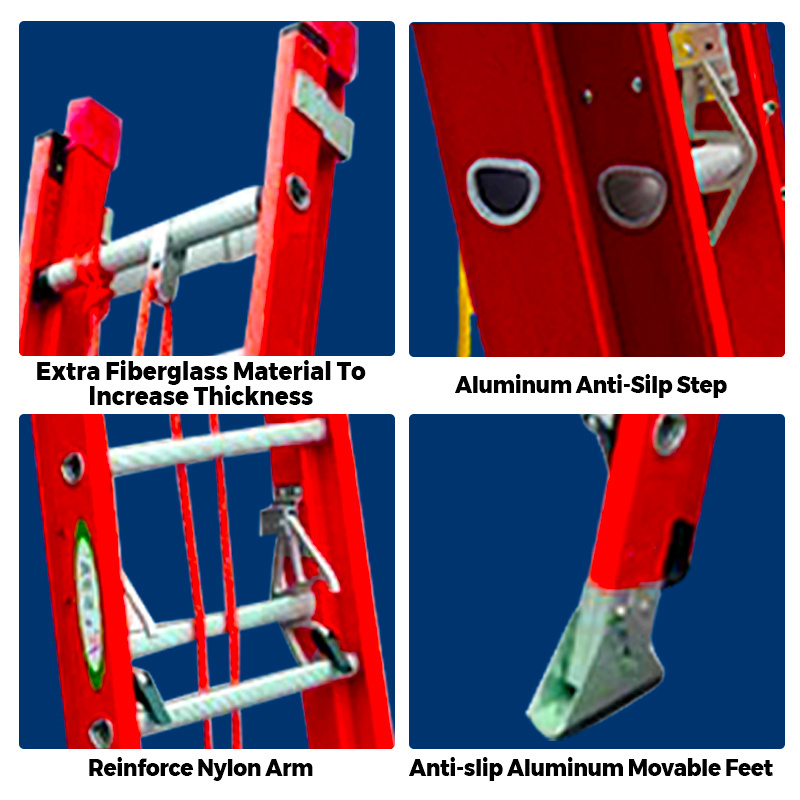 Electrical insulation telescopic 4 step frp fiberglass platform ladder with hooks wheels