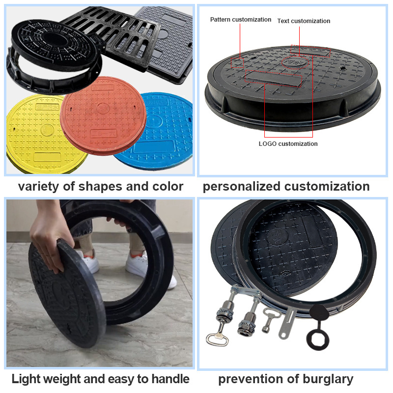 Waterproof square composite plastic fiberglass gulley grating airtight mould frp manhole cover