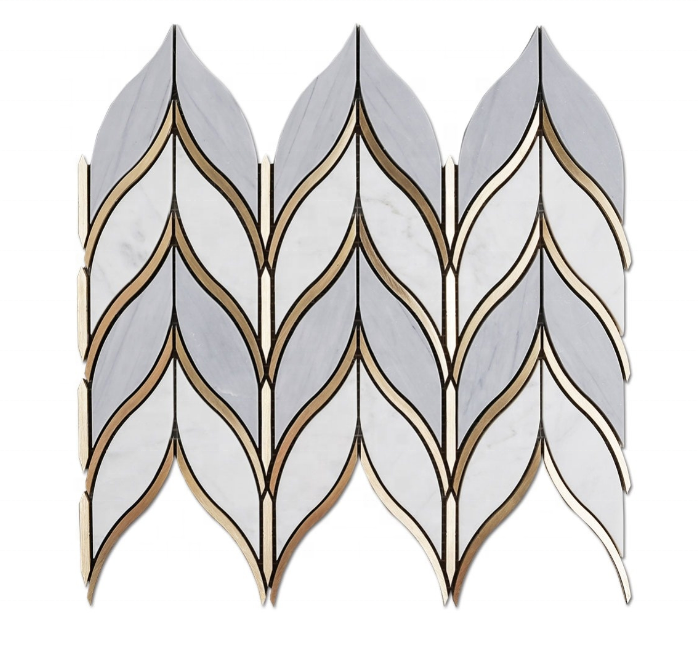 12x12 Stone Water Jet Marble Mosaic Tile Polished Chevron Marble Mosaics Kitchen Backsplash