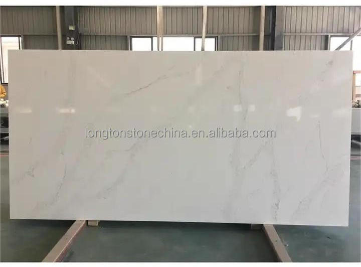 Model Design Flat Edge Or Customized White Quartz Vanity Countertops Kitchen Bathroom Artificial Stone Material Slab