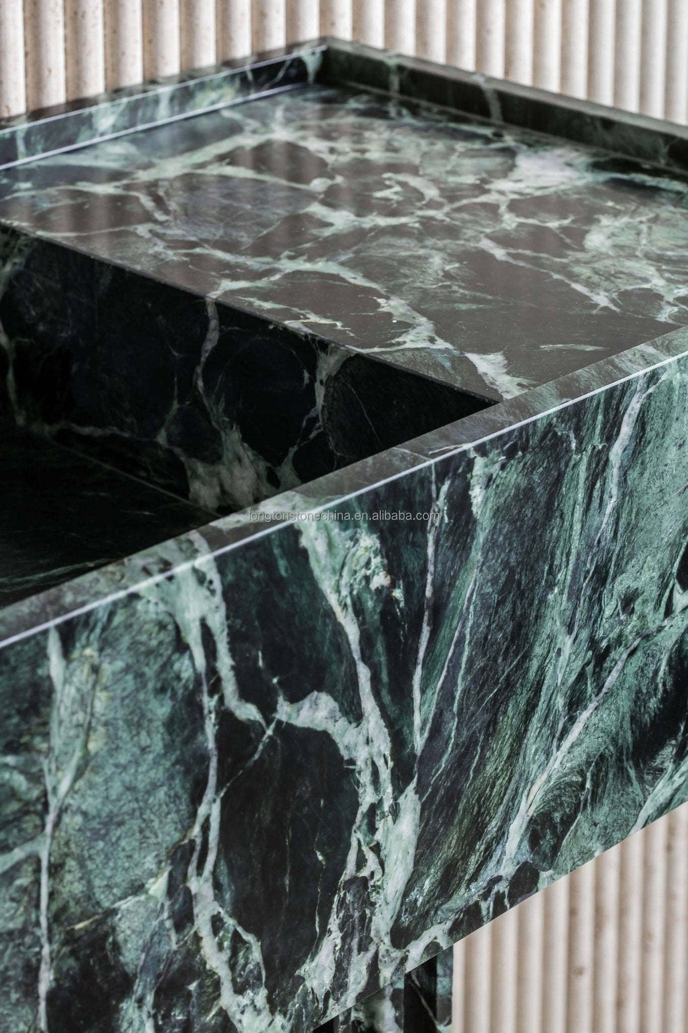 New Design Verde Alpi Pradas Green Marble Bathroom Pedestal Sink Luxury Natural Stone Wash Basin Marble Sink Basin