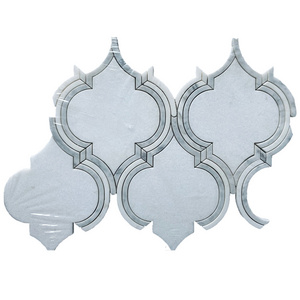 Nature Marble White Mosaic wall  Lantern Waterjet  White Marble Mosaic Floor