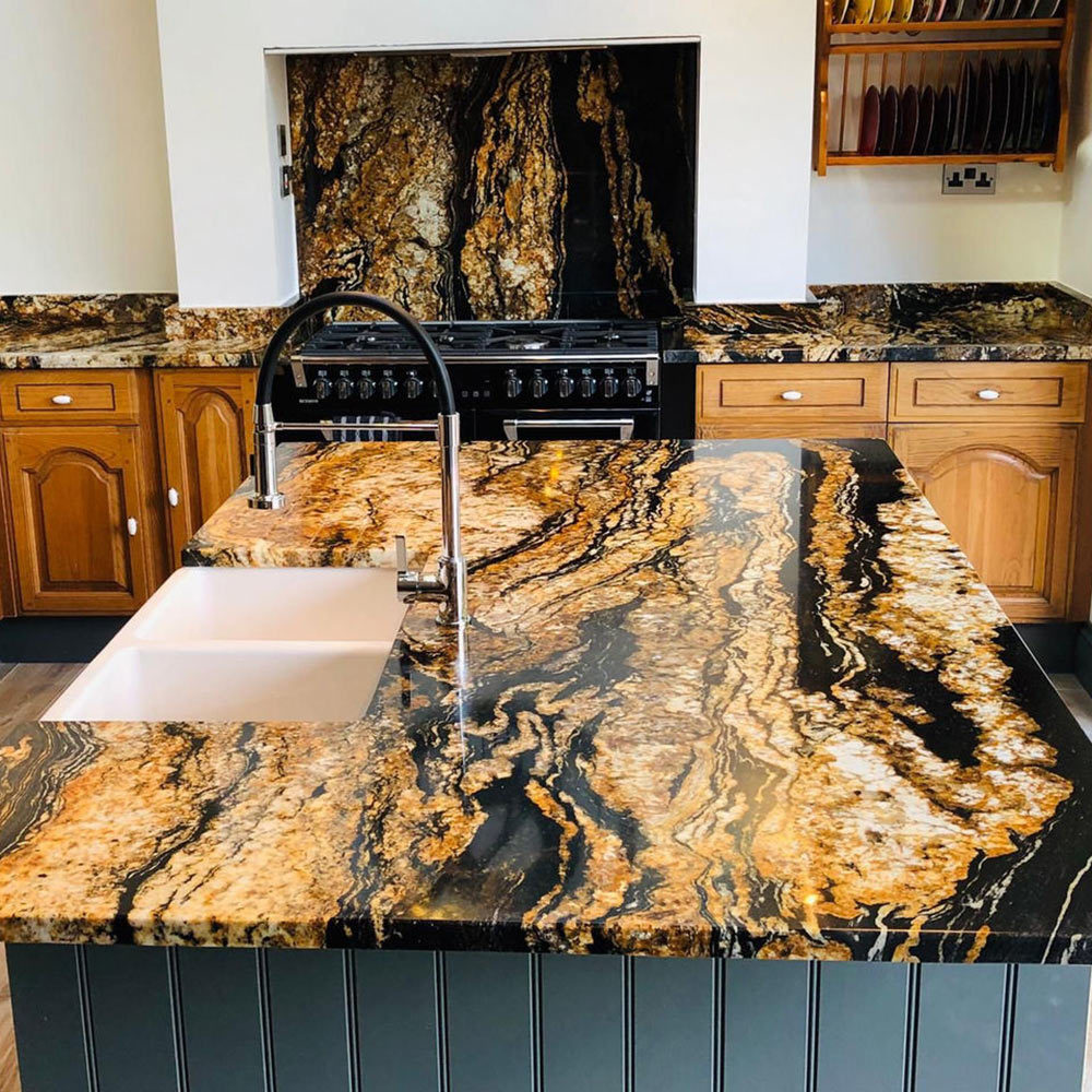 Cut to Size Brazilian Exotic Stone Cosmos Golden Black Natural Granite Kitchen Countertop Bar Top Dinning Table Luxury Granite