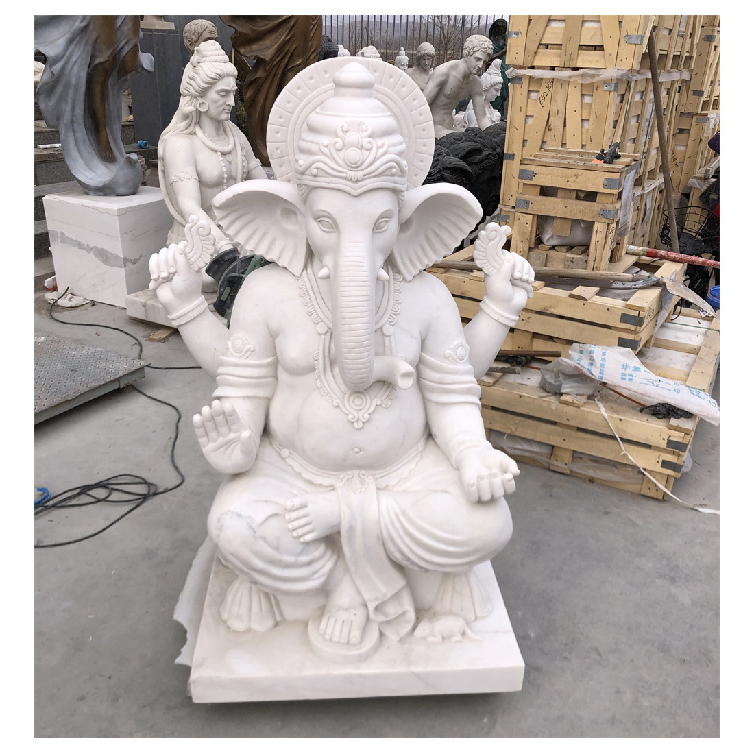 Indian Religious Ganesha Stone Sculpture Sale Large Modern Stone Sculpture White Marble Stone Statue For Wholesale