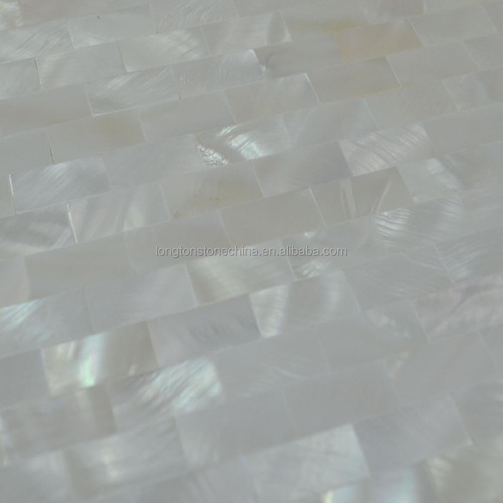 Nature White Brick Design Mother Of Pearl Groutless Shell Mosaic Tile