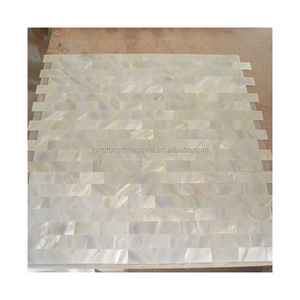 Nature White Brick Design Mother Of Pearl Groutless Shell Mosaic Tile