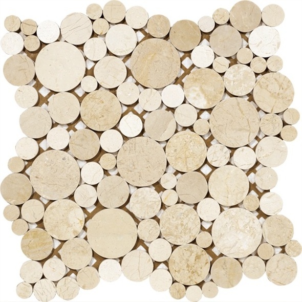 Beige or Brown Bubbles Round Circle Natural Stone Marble Mosaic Tile for Bathroom Flooring Backsplash