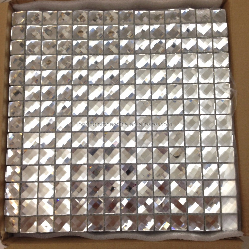 Small Particles Shine Silver Mirror Diamond Mosaic Tile Glass mix Stone Tile Mosaic for Bathroom Tiles Walls and Floors