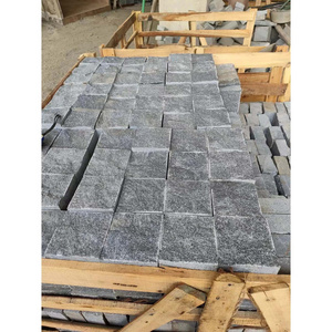 Natural Cobble Stone Light Grey Black Cobblestone Cube Brick Outdoor Driveaway Walkway Paving Stone Garden Landscaping Stone