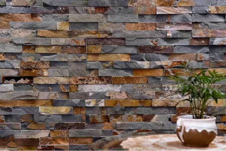 Wholesale Rusty Slate Ledge Stone Stacked Wall Cladding Decorative Wall Panel Thin Stone Veneer Slate Faux Stone Wall Panel