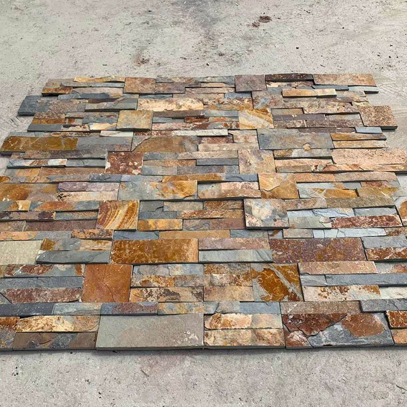 Wholesale Rusty Slate Ledge Stone Stacked Wall Cladding Decorative Wall Panel Thin Stone Veneer Slate Faux Stone Wall Panel